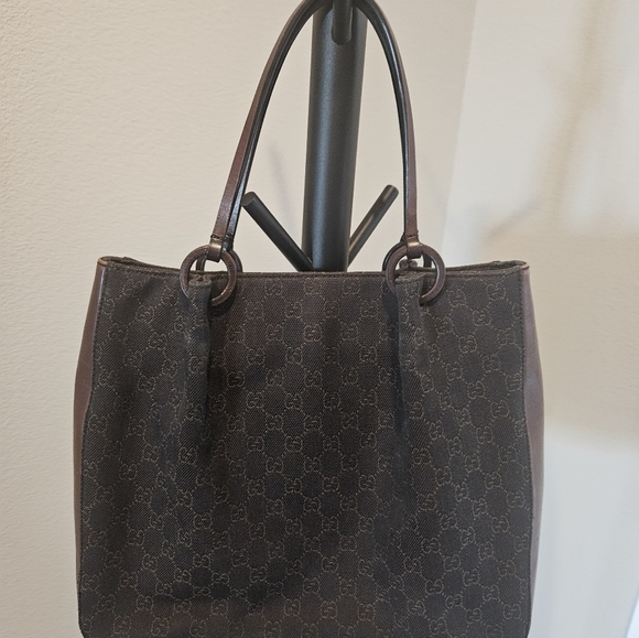 Gucci Handbags - Gucci | GG Canvas Tote Brown and Leather